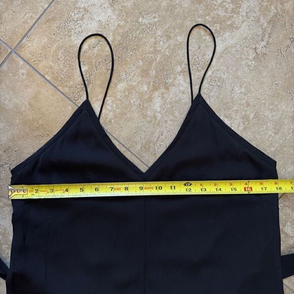 AYR Black Niche Silk Maxi Dress with Belt Size Medium Spaghetti Strap V-Neck - Picture 14 of 15